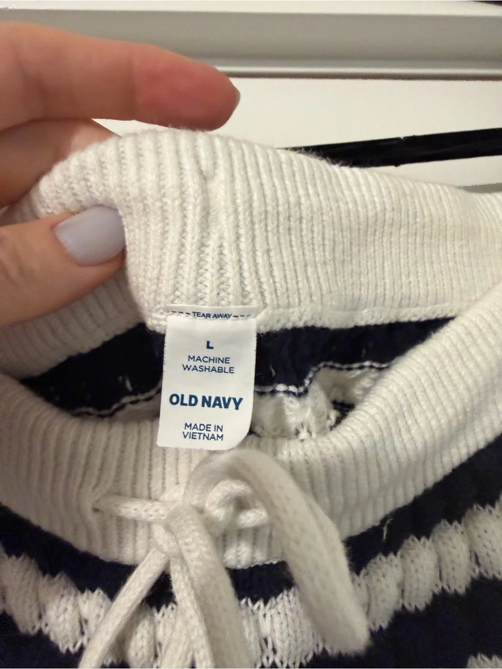 Knit Shorts in White and Navy Stripe